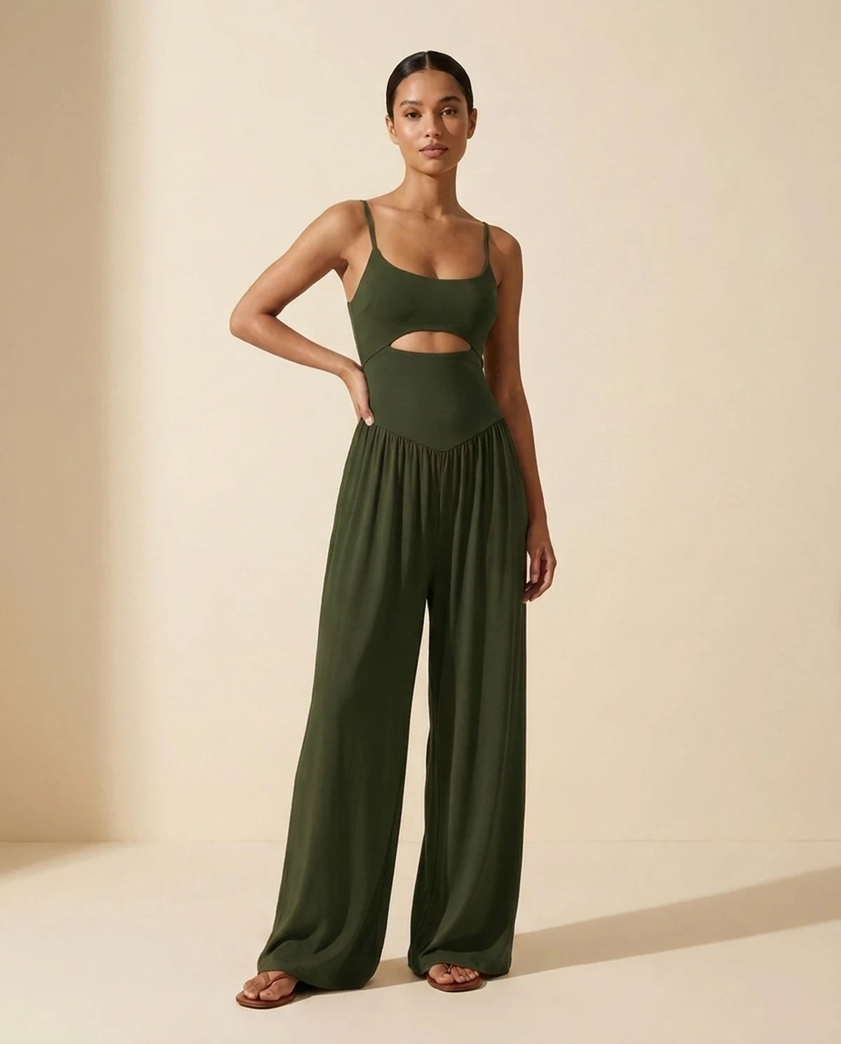 Fleurette Jumpsuit — Army Green | SKU: SD-59358-armygreen-L,SD-59358-armygreen-M,SD-59358-armygreen-S,SD-59358-armygreen-XL,SD-59358-armygreen-XS