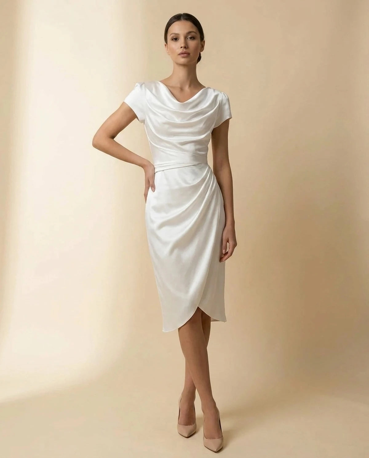 Firenze Midi Dresses — White | SKU: SD-51783-white-L,SD-51783-white-M,SD-51783-white-S,SD-51783-white-XL,SD-51783-white-XS