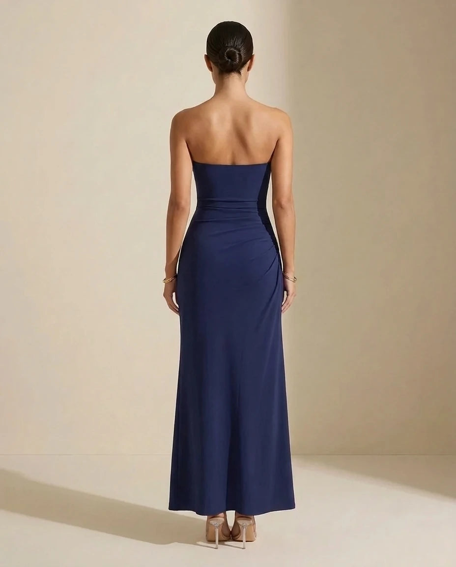 Faustine Maxi Dress Navy - back | SKU: SD-54872-deeppurple-L,SD-54872-deeppurple-M,SD-54872-deeppurple-S,SD-54872-deeppurple-XL,SD-54872-deeppurple-XS