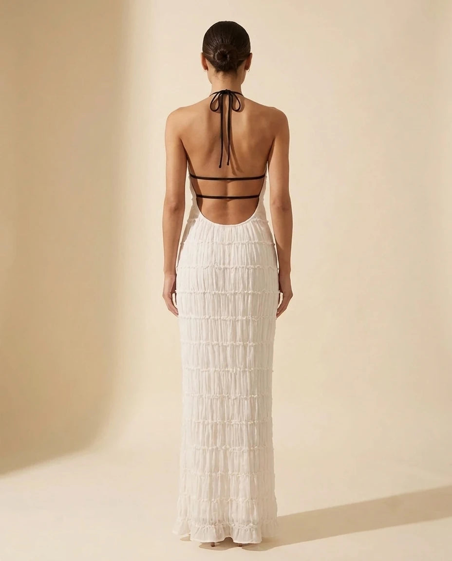 Escala Maxi Dress - back view | SKU: SD-78168-white-L,SD-78168-white-M,SD-78168-white-S,SD-78168-white-XL,SD-78168-white-XS