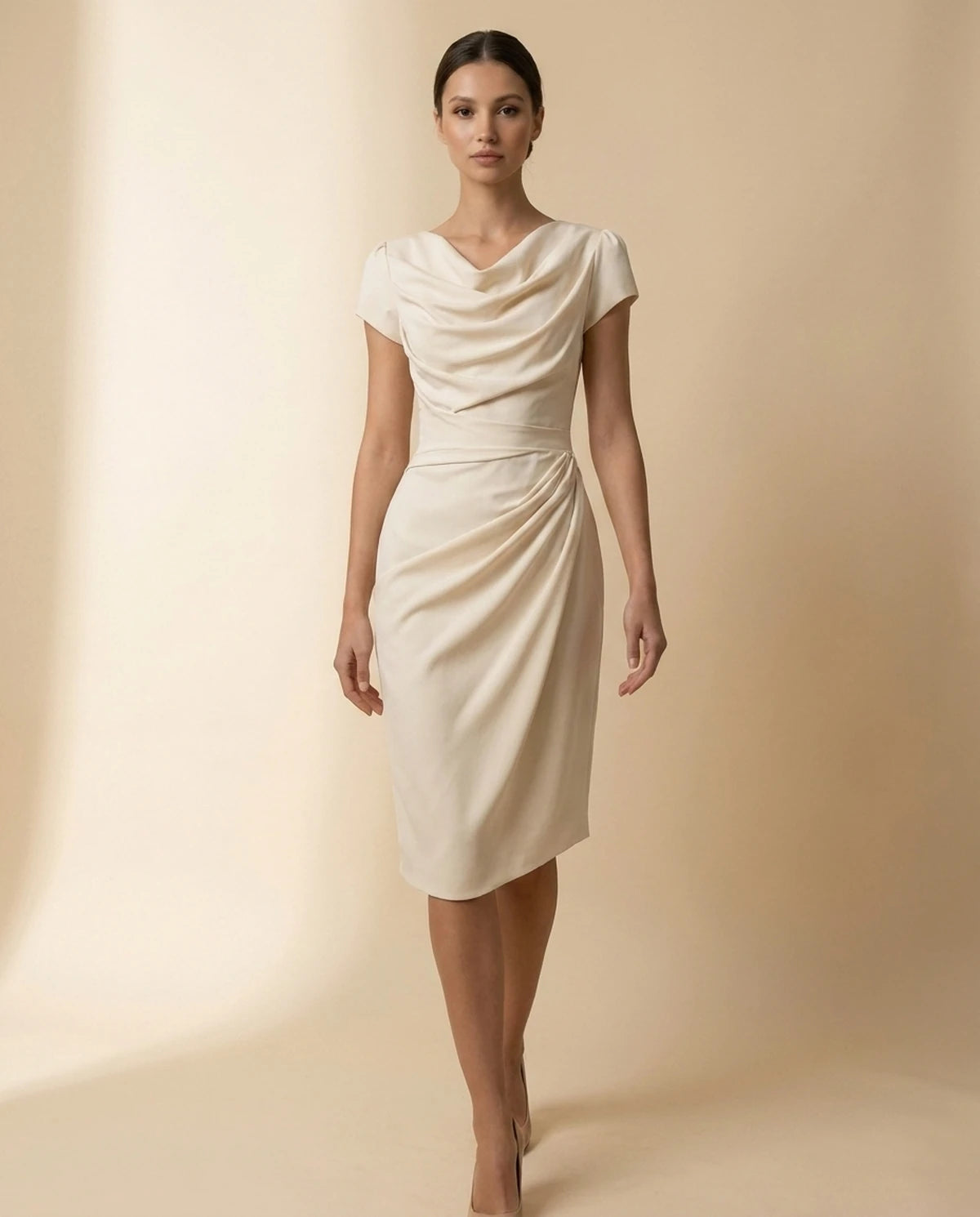 Firenze Midi Dresses — front | SKU: SD-51783-beige-XS,SD-51783-beige-S,SD-51783-beige-M,SD-51783-beige-L,SD-51783-beige-XL