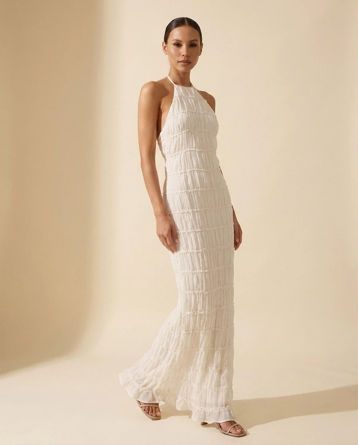 Escala Maxi Dress — White | SKU: SD-78168-white-L,SD-78168-white-M,SD-78168-white-S,SD-78168-white-XL,SD-78168-white-XS