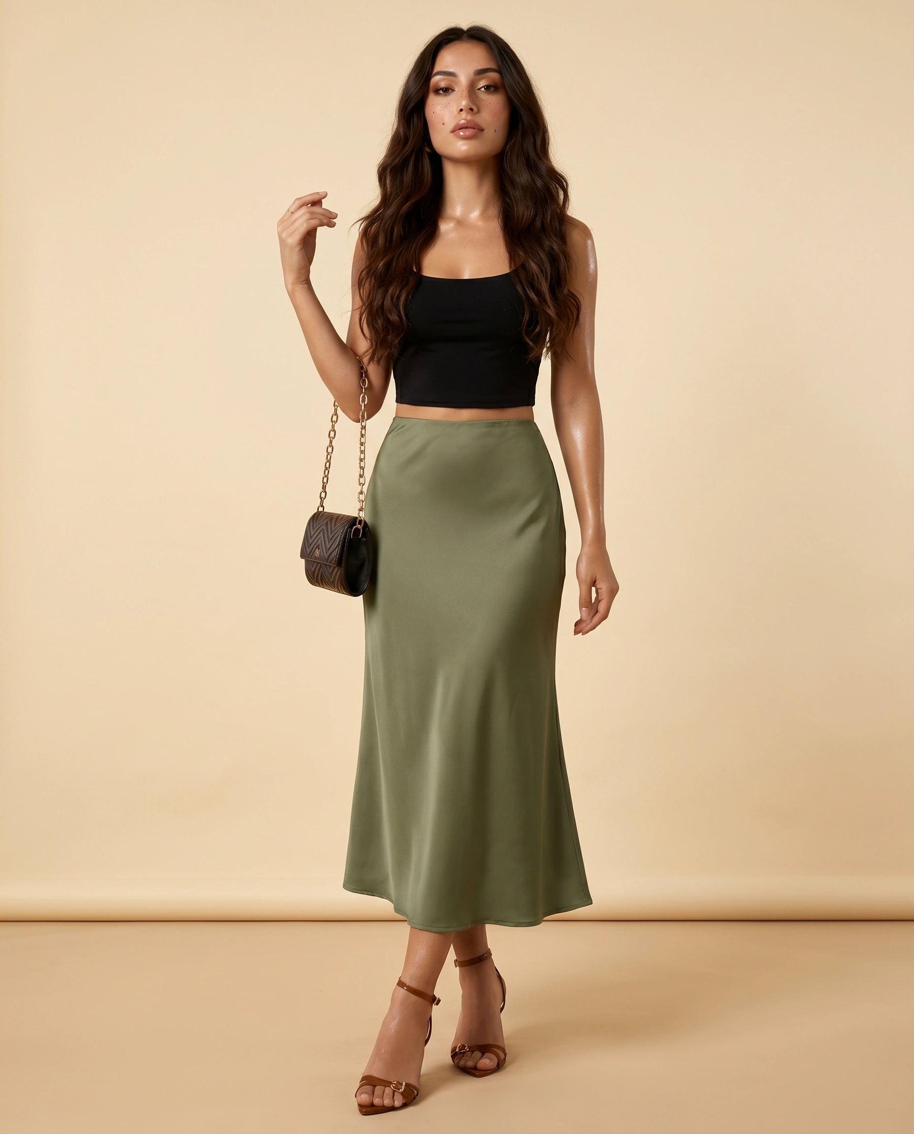 Olivia Midi Skirt hero | SKU: OMS-45291-olive-L-S2,OMS-45291-olive-M-S2,OMS-45291-olive-S-S2,OMS-45291-olive-XL-S2,OMS-45291-olive-XS-S2