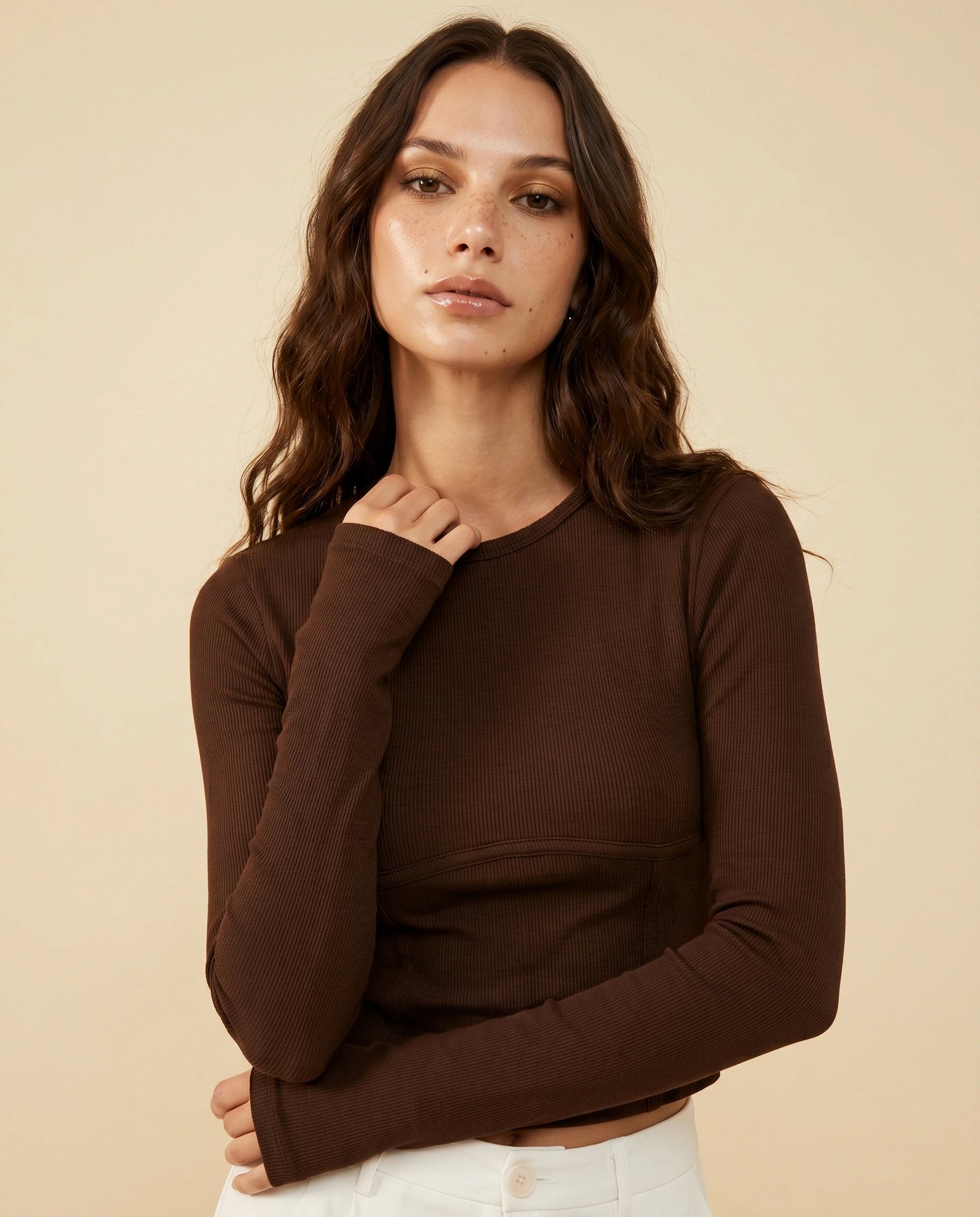 Cocoa Corset Top hero | SKU: CCT-41872-brown-L-S2,CCT-41872-brown-M-S2,CCT-41872-brown-S-S2,CCT-41872-brown-XL-S2,CCT-41872-brown-XS-S2