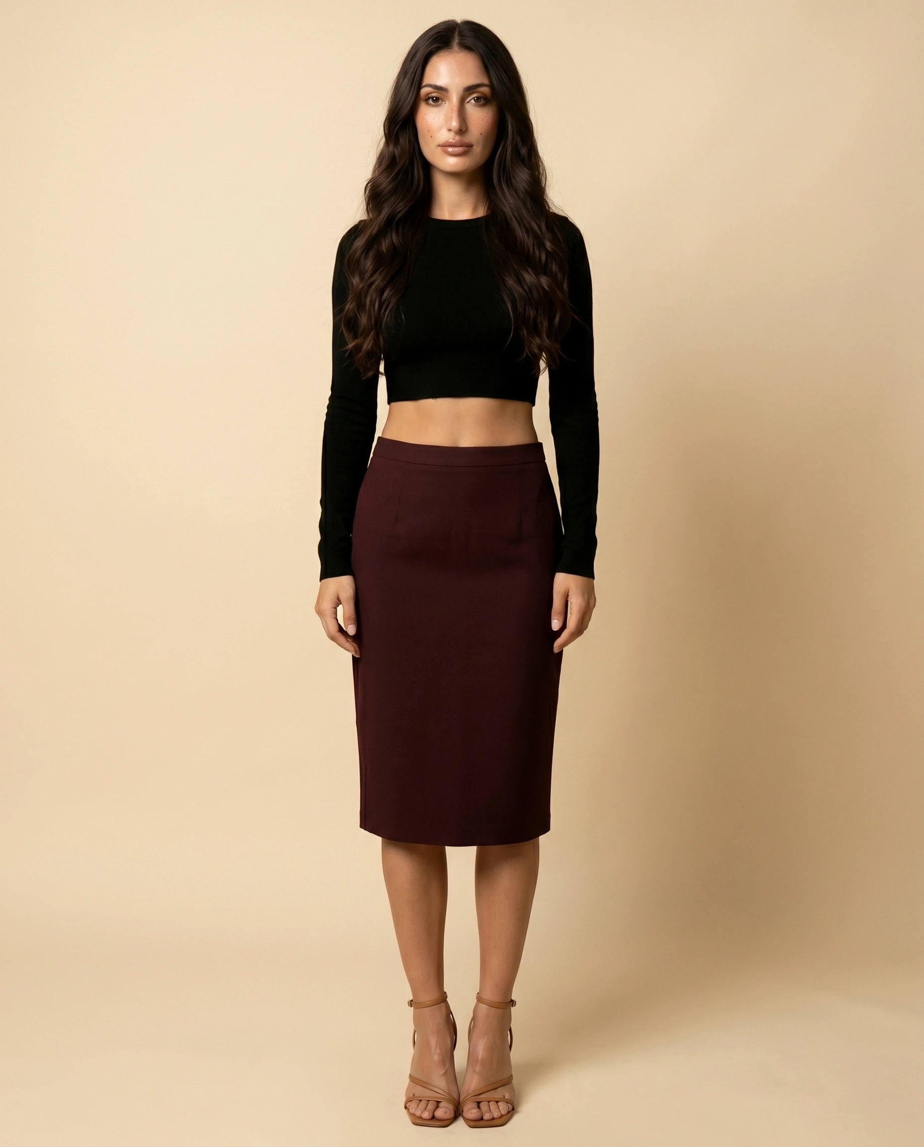 Merlot Maxi Skirt front | SKU: MMS-83542-burgundy-L-S2,MMS-83542-burgundy-M-S2,MMS-83542-burgundy-S-S2,MMS-83542-burgundy-XL-S2,MMS-83542-burgundy-XS-S2