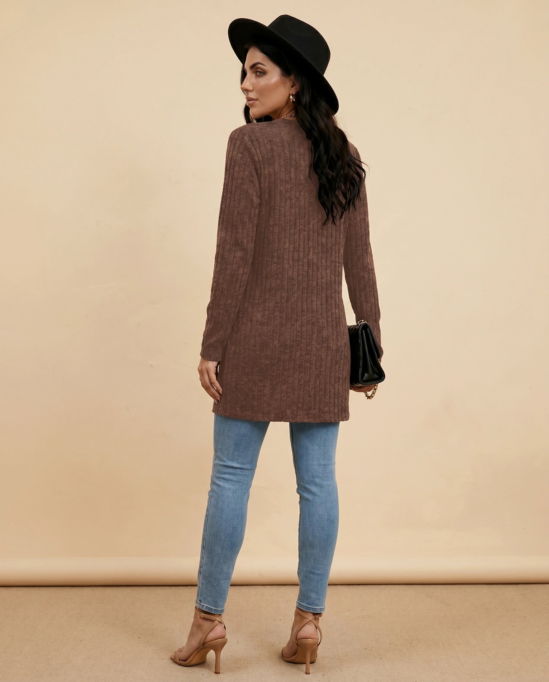 Cairo Cardigan back | SKU: CC-74128-brown-L-S2,CC-74128-brown-M-S2,CC-74128-brown-S-S2,CC-74128-brown-XL-S2,CC-74128-brown-XS-S2