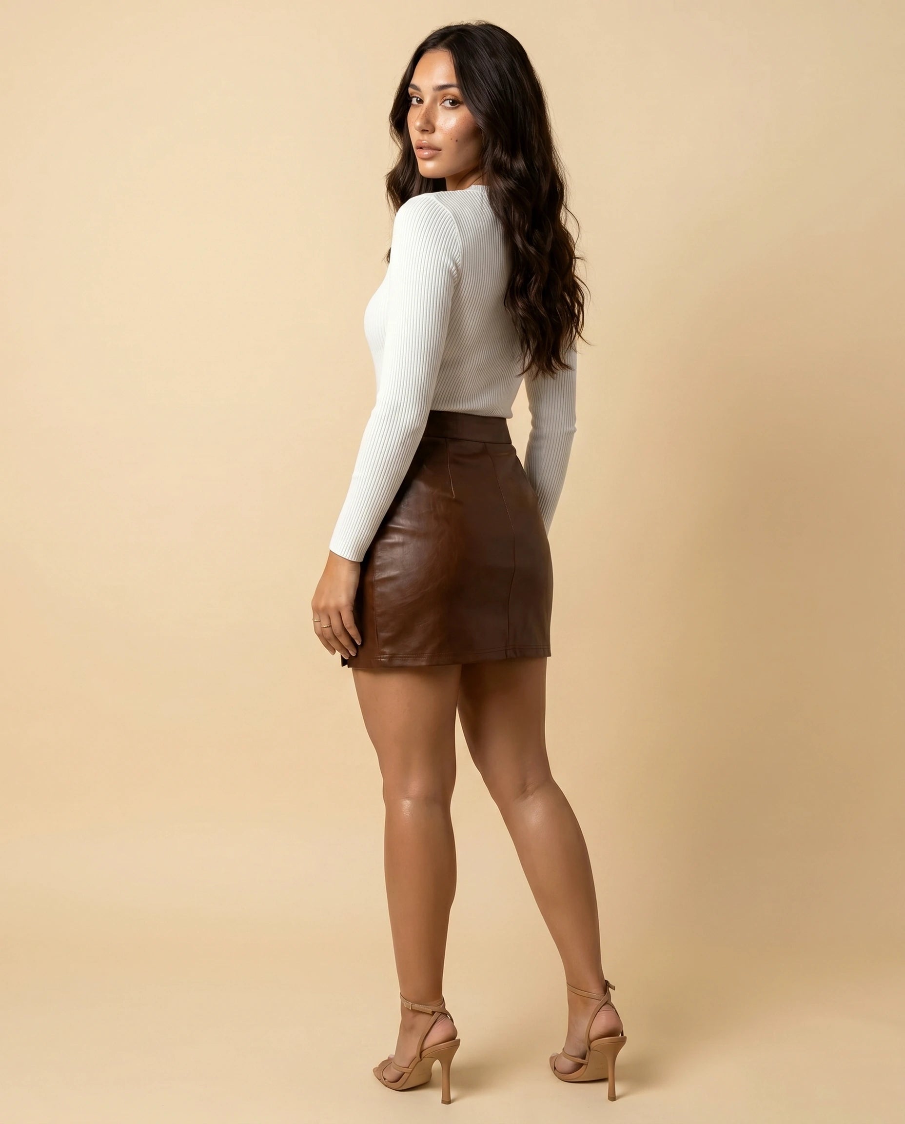 Umbria Mini Skirt back | SKU: UMS-90541-brown-L-S2,UMS-90541-brown-M-S2,UMS-90541-brown-S-S2,UMS-90541-brown-XL-S2,UMS-90541-brown-XS-S2
