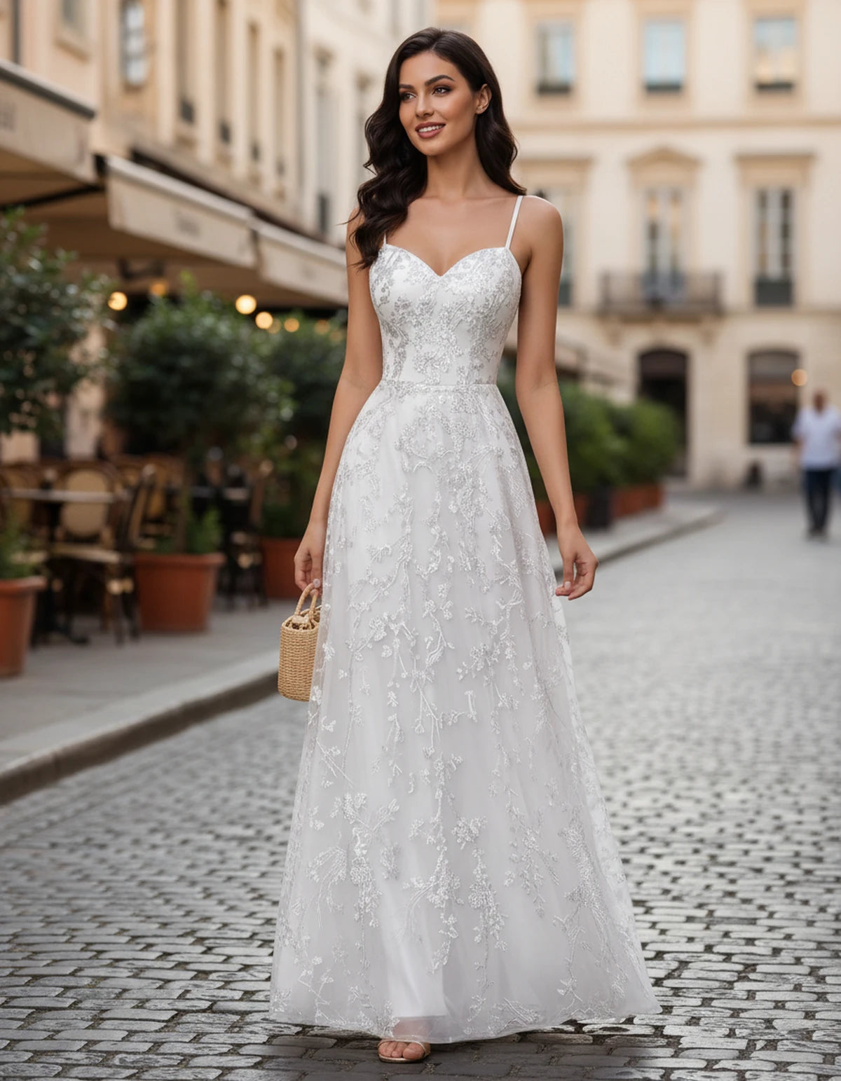 Adriana Maxi Dress — White | SKU: SD-11659-white-2,SD-11659-white-4,SD-11659-white-6,SD-11659-white-8,SD-11659-white-10,SD-11659-white-12,SD-11659-white-14,SD-11659-white-16,SD-11659-white-16W,SD-11659-white-18W,SD-11659-white-20W,SD-11659-white-22W