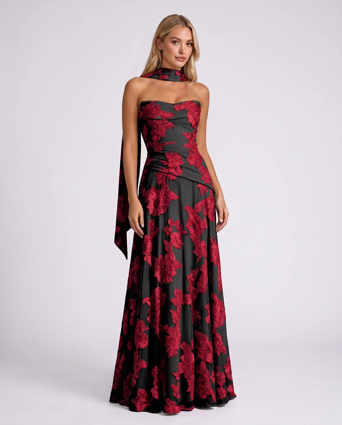 Alcyone Maxi Dress — Black Red