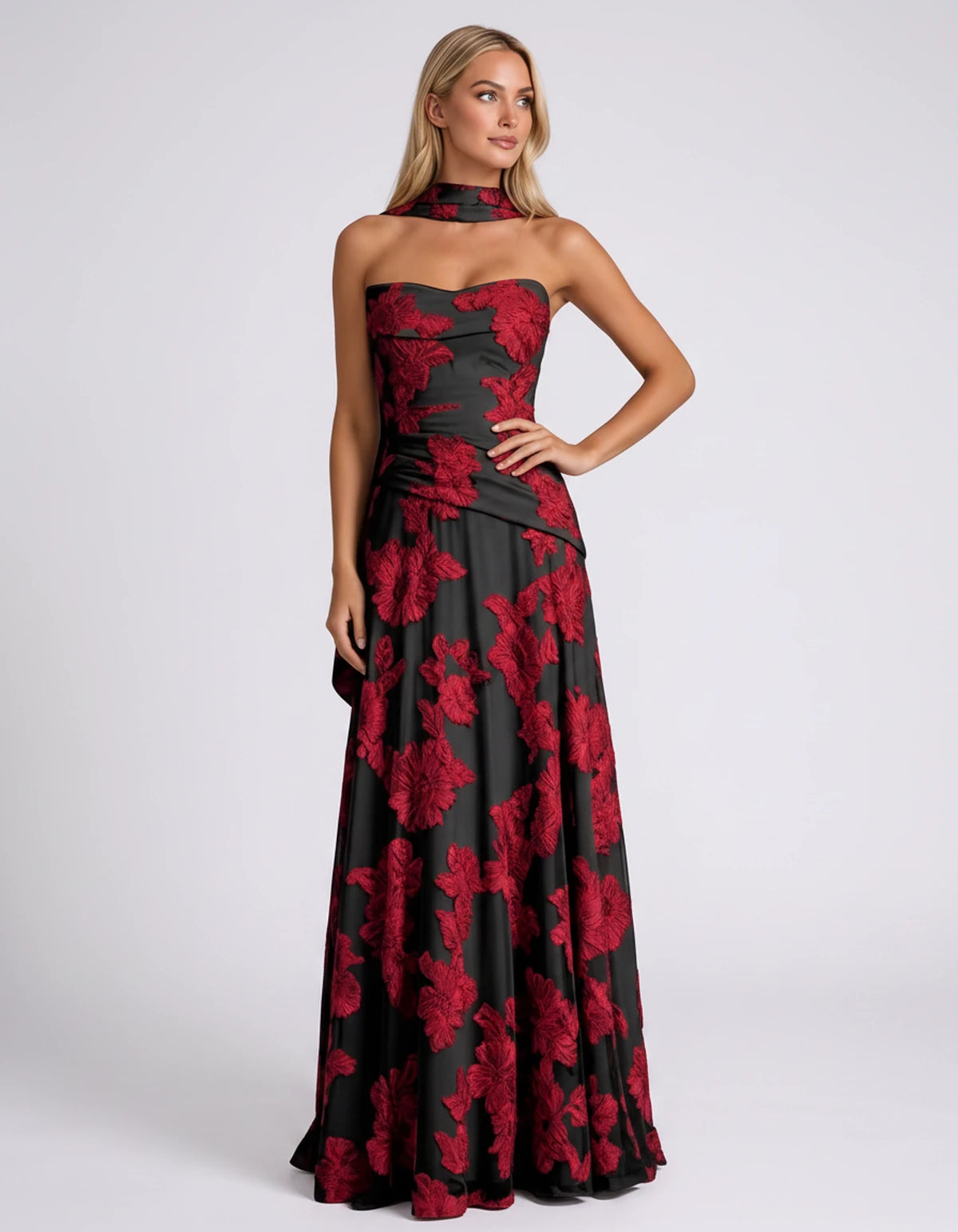 Alcyone Maxi Dress — Black Red | SKU: SD-14622-blackred-2,SD-14622-blackred-4,SD-14622-blackred-6,SD-14622-blackred-8,SD-14622-blackred-10,SD-14622-blackred-12,SD-14622-blackred-14,SD-14622-blackred-16,SD-14622-blackred-16W,SD-14622-blackred-18W,SD-14622-blackred-20W,SD-14622-blackred-22W