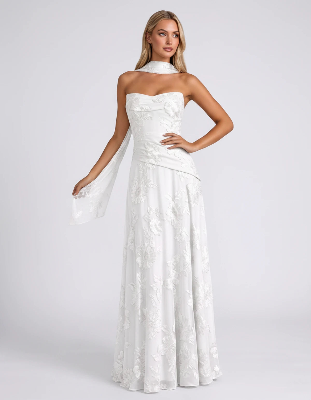 Alcyone Maxi Dress — White | SKU: SD-14622-white-2,SD-14622-white-4,SD-14622-white-6,SD-14622-white-8,SD-14622-white-10,SD-14622-white-12,SD-14622-white-14,SD-14622-white-16,SD-14622-white-16W,SD-14622-white-18W,SD-14622-white-20W,SD-14622-white-22W