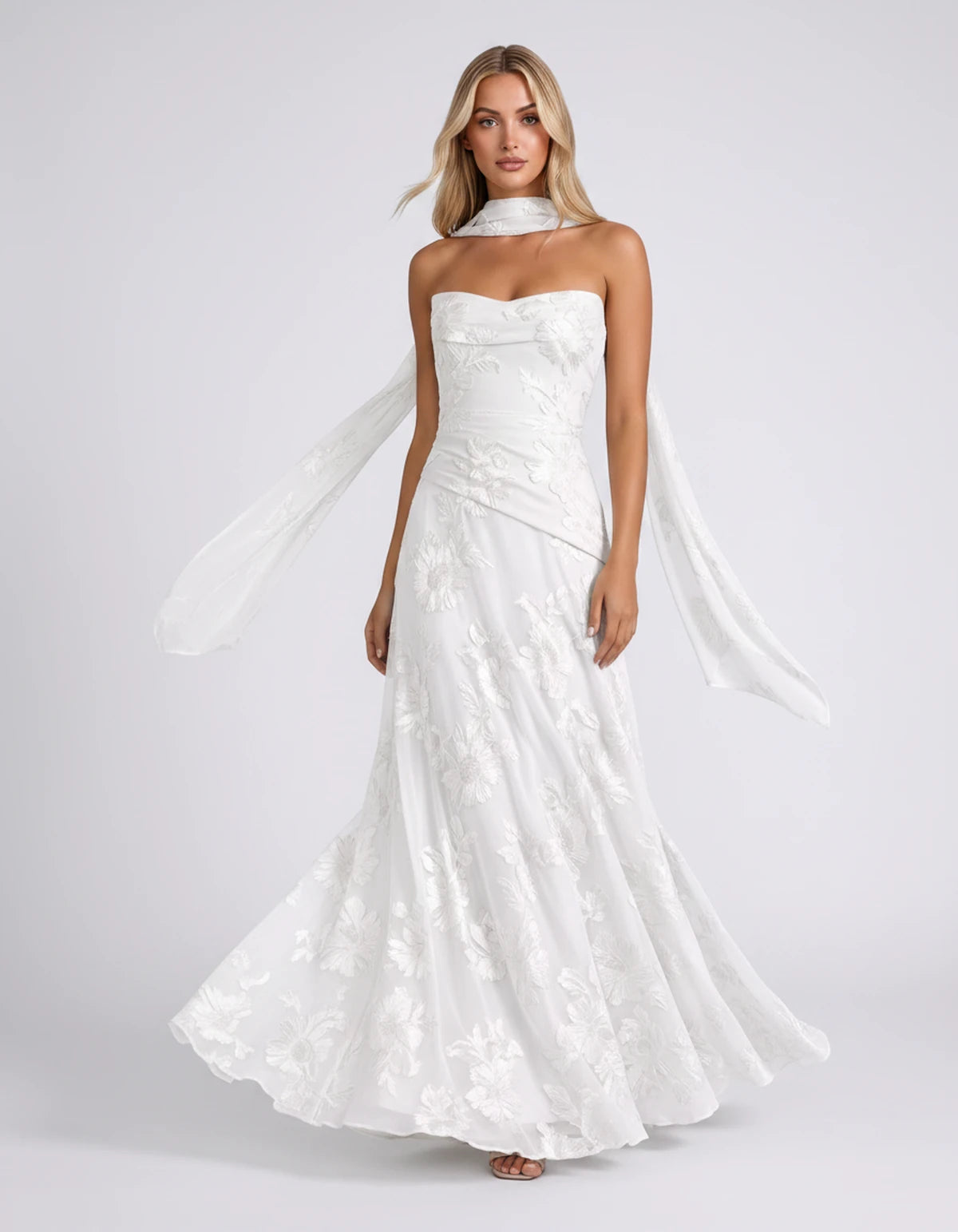 Alcyone Maxi Dress — White | SKU: SD-14622-white-2,SD-14622-white-4,SD-14622-white-6,SD-14622-white-8,SD-14622-white-10,SD-14622-white-12,SD-14622-white-14,SD-14622-white-16,SD-14622-white-16W,SD-14622-white-18W,SD-14622-white-20W,SD-14622-white-22W