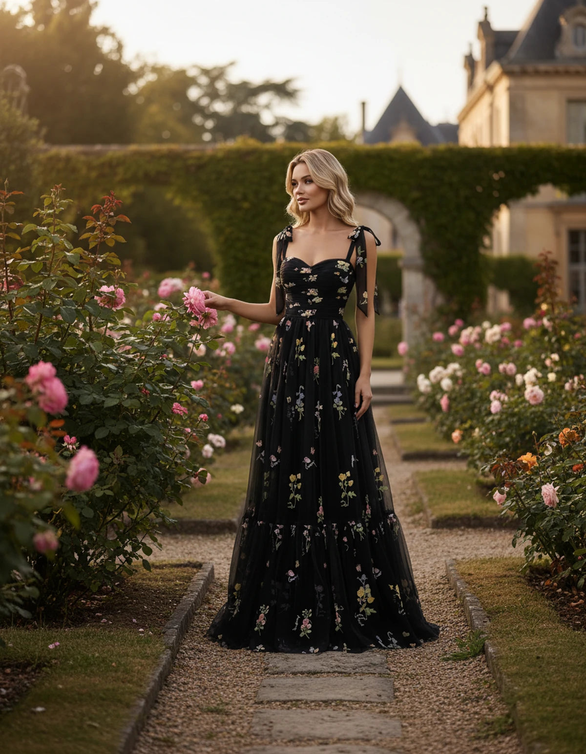 Almeria Maxi Dress — Black | SKU: SD-25158-black-2,SD-25158-black-4,SD-25158-black-6,SD-25158-black-8,SD-25158-black-10,SD-25158-black-12,SD-25158-black-14,SD-25158-black-16,SD-25158-black-16W,SD-25158-black-18W,SD-25158-black-20W,SD-25158-black-22W