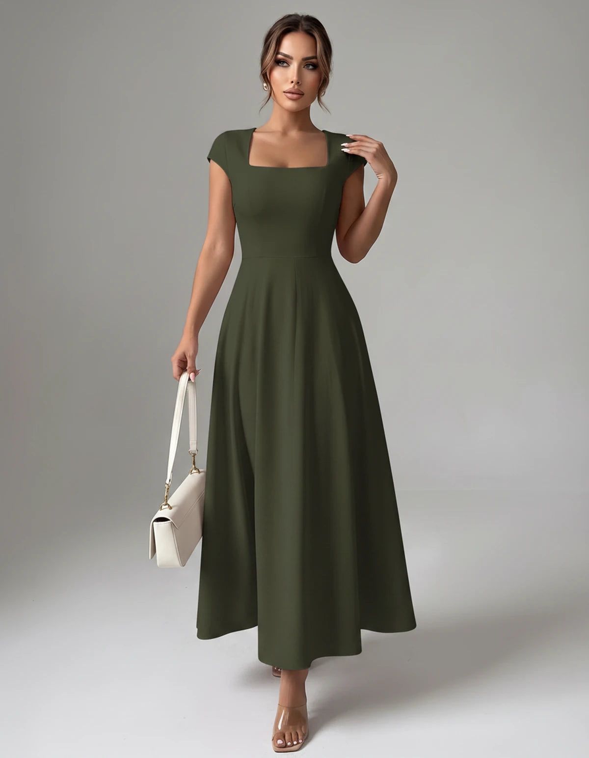 Amarante7 Midi Dresses — Green | SKU: SD-75774-green-XS,SD-75774-green-S,SD-75774-green-M,SD-75774-green-L,SD-75774-green-XL,SD-75774-green-2XL