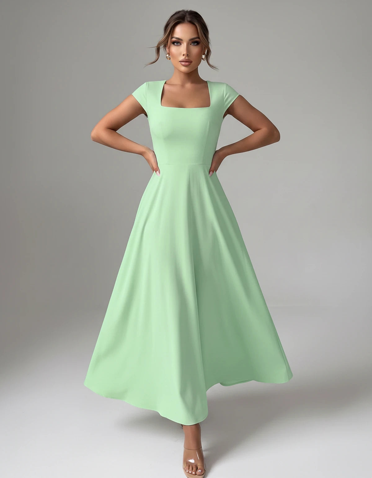 Amarante7 Midi Dresses — Mint | SKU: SD-75774-mint-XS,SD-75774-mint-S,SD-75774-mint-M,SD-75774-mint-L,SD-75774-mint-XL,SD-75774-mint-2XL