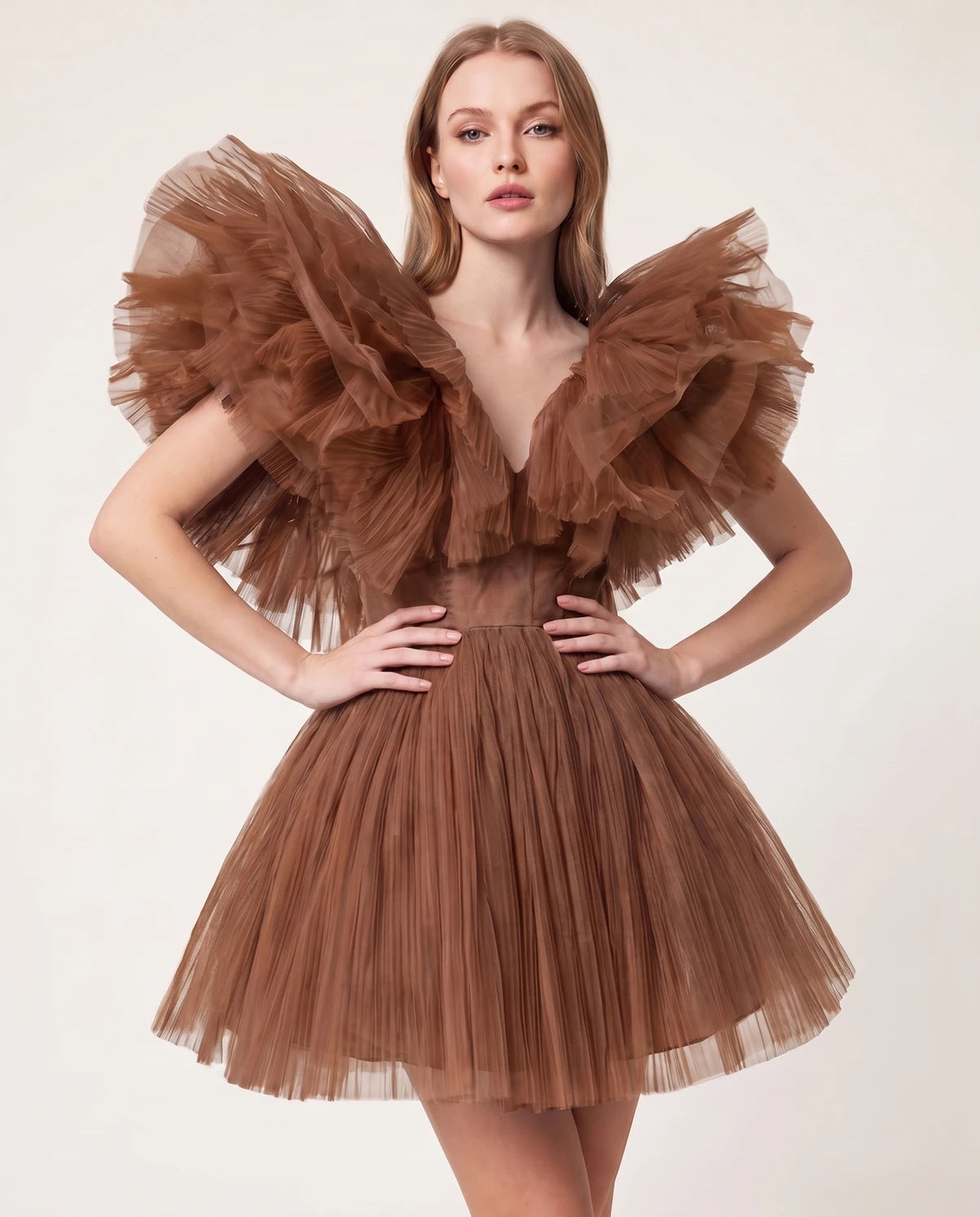 Amorelle Mini Dress — Brown