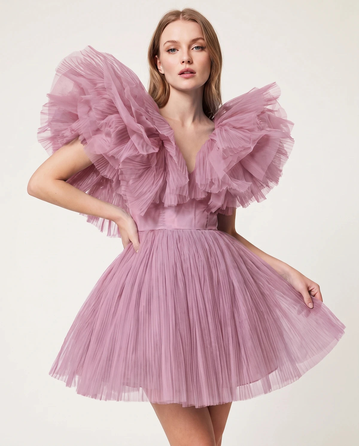 Amorelle Mini Dress — Dusty Pink | SKU: SD-41404-dustypink-XS,SD-41404-dustypink-S,SD-41404-dustypink-M,SD-41404-dustypink-L,SD-41404-dustypink-XL