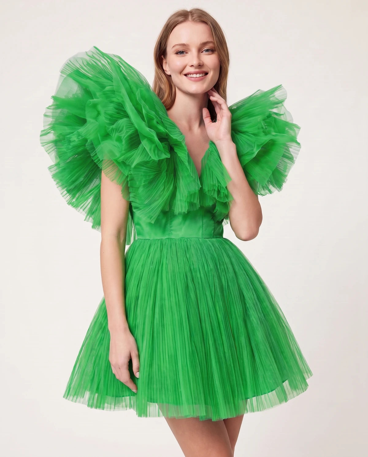 Amorelle Mini Dress — Grass | SKU: SD-41404-grass-XS,SD-41404-grass-S,SD-41404-grass-M,SD-41404-grass-L,SD-41404-grass-XL