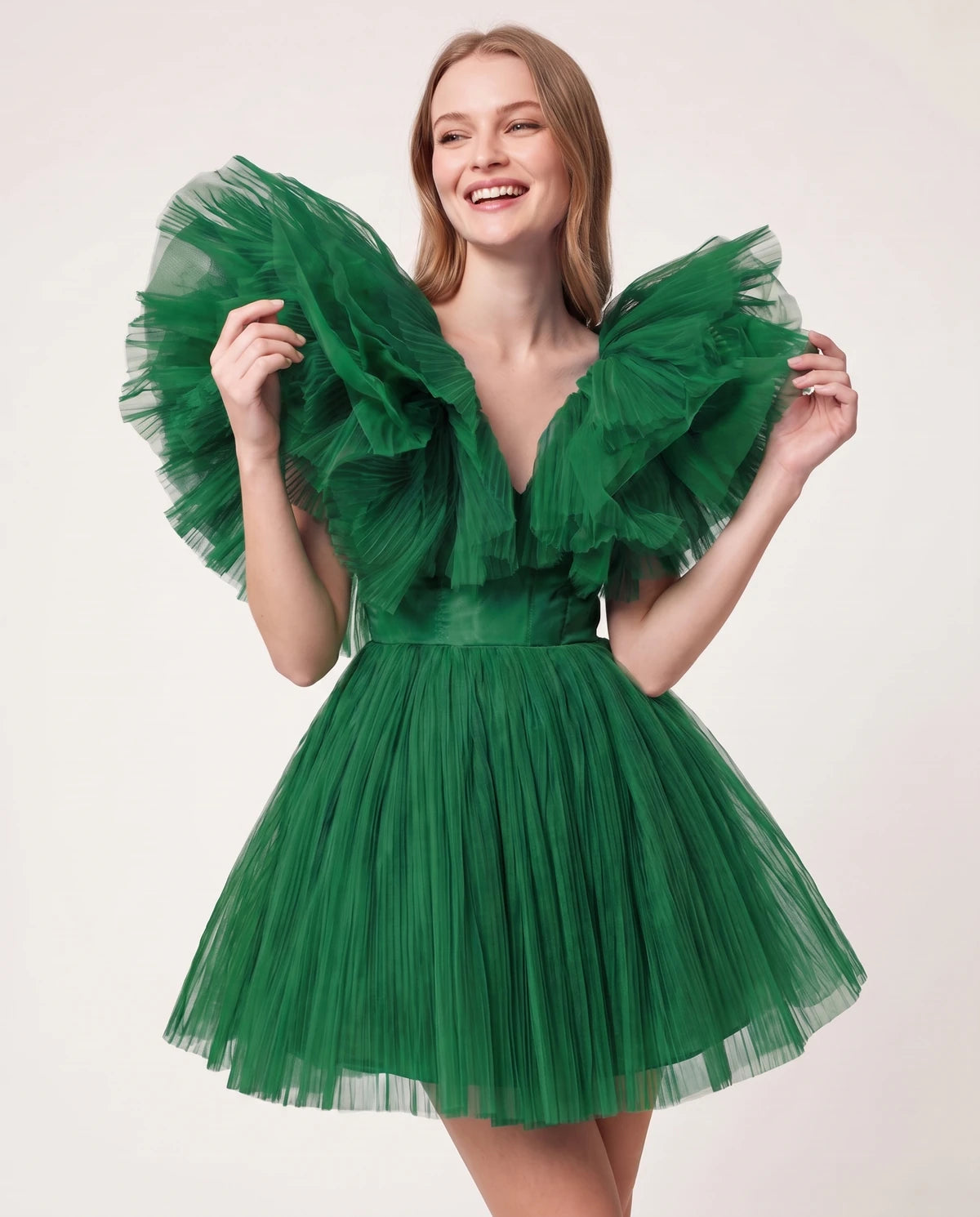 Amorelle Mini Dress — Green | SKU: SD-41404-green-XS,SD-41404-green-S,SD-41404-green-M,SD-41404-green-L,SD-41404-green-XL
