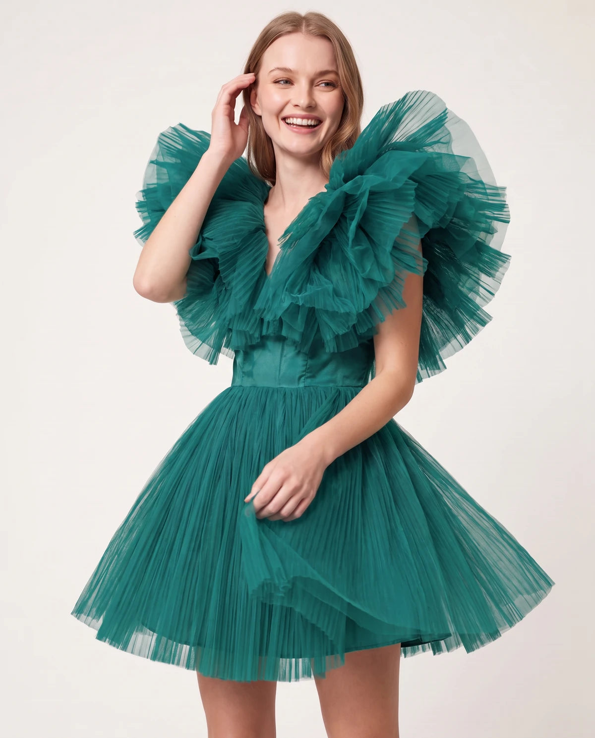 Amorelle Mini Dress — Peacock