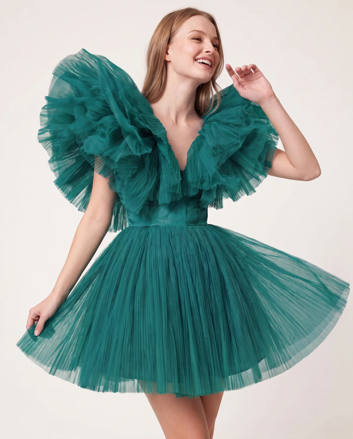 Amorelle Mini Dress — Peacock | SKU: SD-41404-peacock-XS,SD-41404-peacock-S,SD-41404-peacock-M,SD-41404-peacock-L,SD-41404-peacock-XL