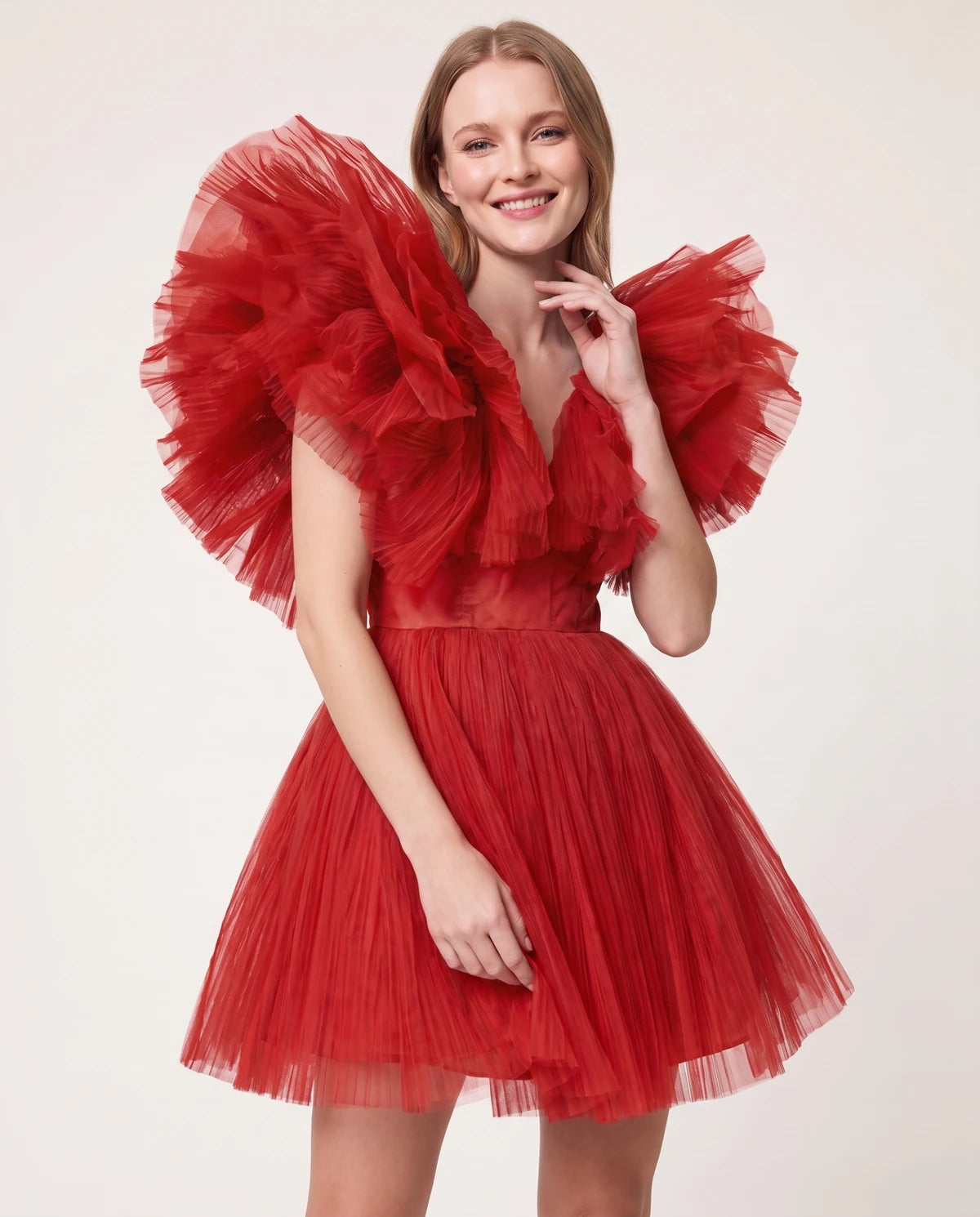 Amorelle Mini Dress — Red | SKU: SD-41404-red-XS,SD-41404-red-S,SD-41404-red-M,SD-41404-red-L,SD-41404-red-XL