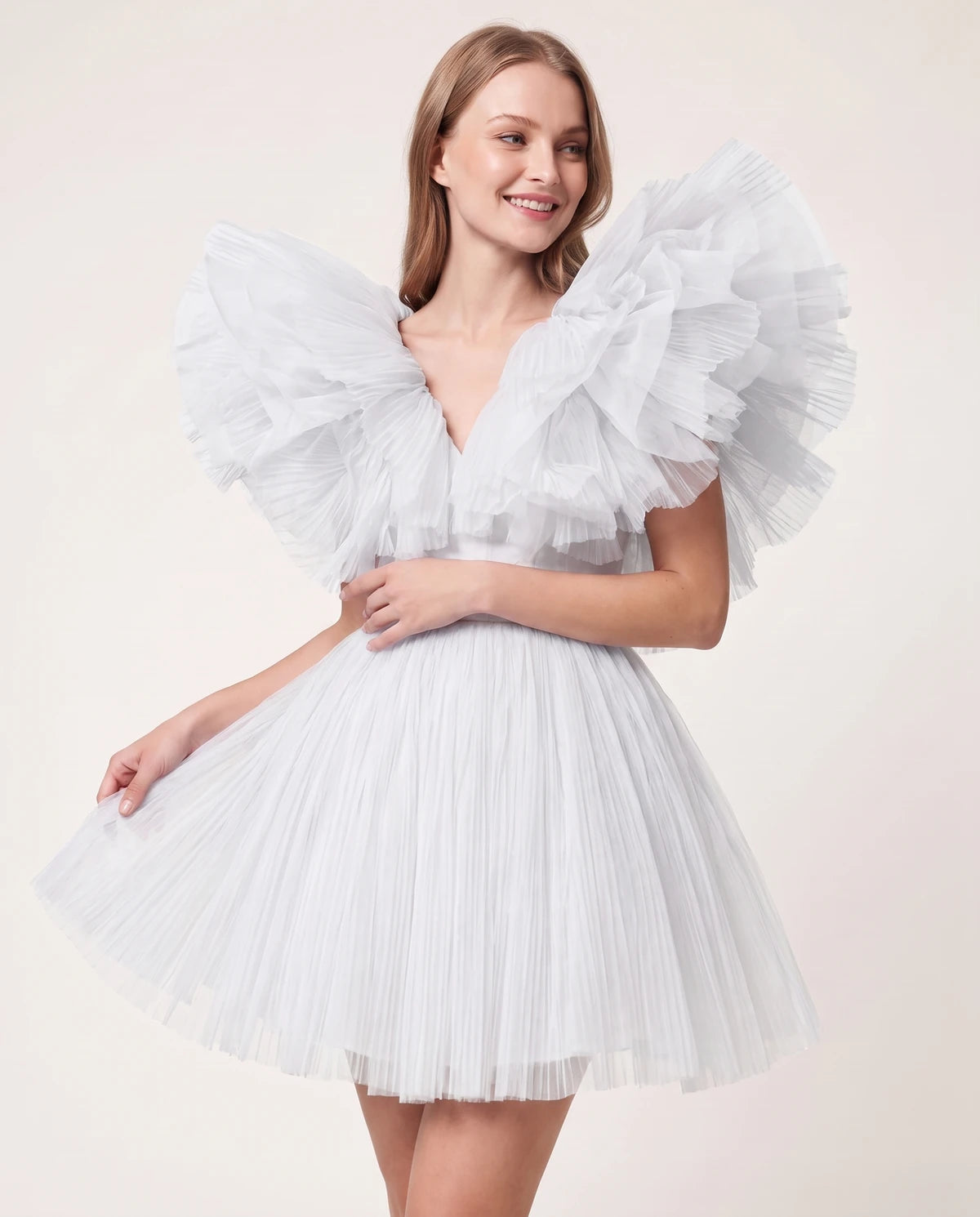 Amorelle Mini Dress — White | SKU: SD-41404-white-XS,SD-41404-white-S,SD-41404-white-M,SD-41404-white-L,SD-41404-white-XL