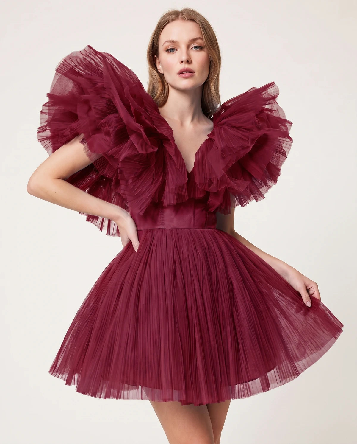 Amorelle Mini Dress — Wine