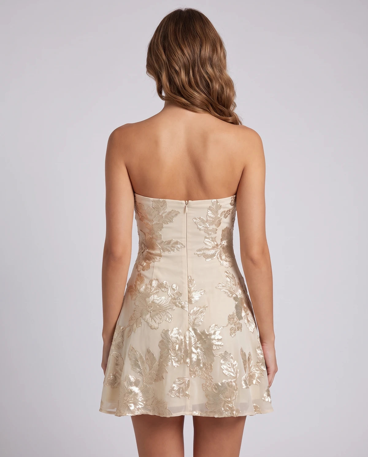 Anemone Mini Dress — Champagne | SKU: SD-17550-champagne-2,SD-17550-champagne-4,SD-17550-champagne-6,SD-17550-champagne-8,SD-17550-champagne-10,SD-17550-champagne-12,SD-17550-champagne-14,SD-17550-champagne-16,SD-17550-champagne-16W,SD-17550-champagne-18W,SD-17550-champagne-20W,SD-17550-champagne-22W
