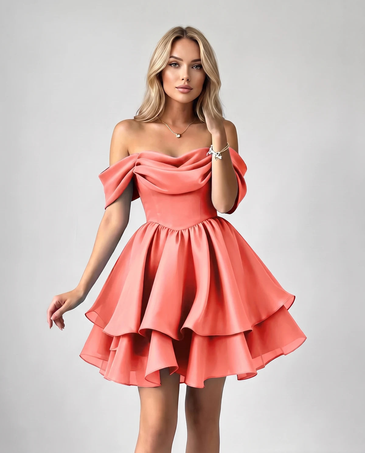 Anthea Mini Dress — Coral