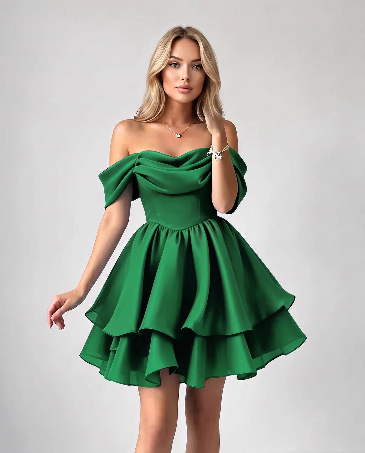Anthea Mini Dress — Emerld Green