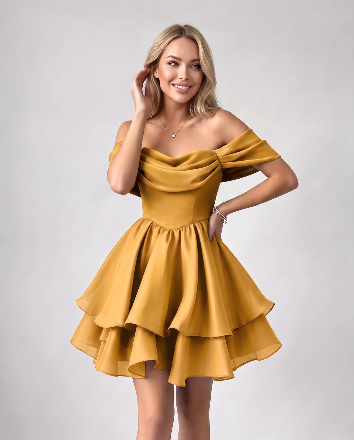 Anthea Mini Dress — Gold