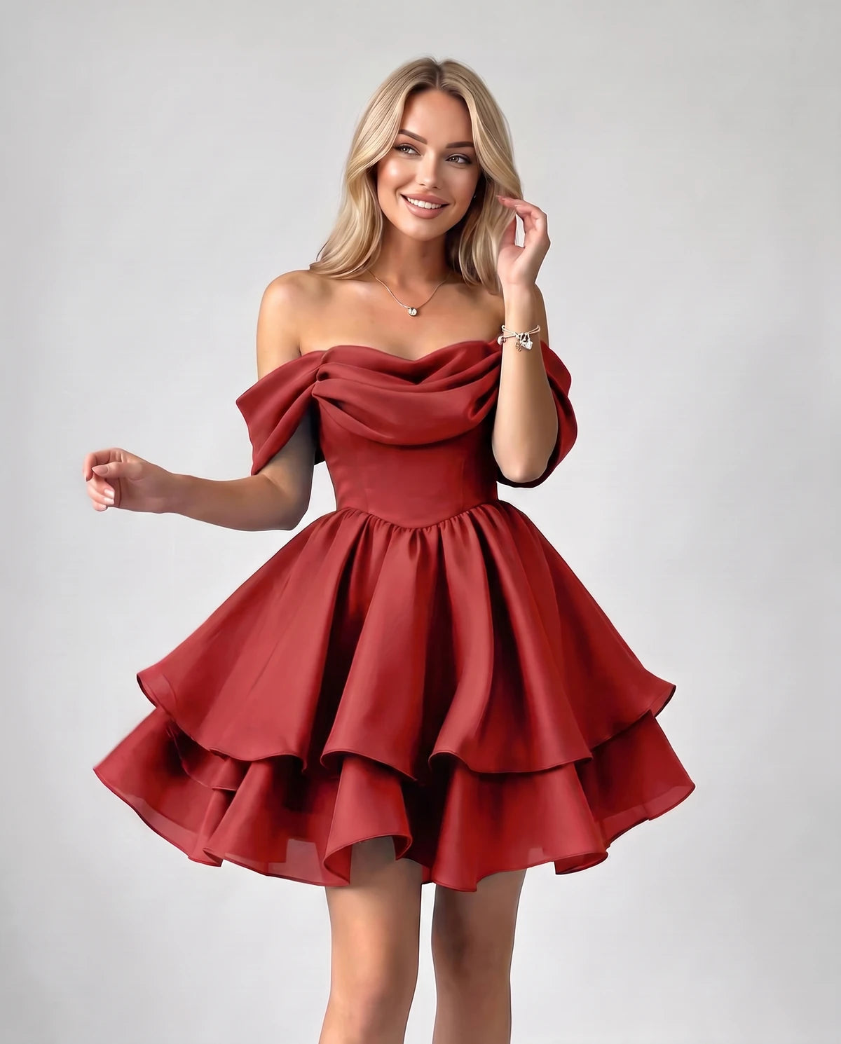 Anthea Mini Dress — Red | SKU: SD-51983-red-2,SD-51983-red-4,SD-51983-red-6,SD-51983-red-8,SD-51983-red-10,SD-51983-red-12,SD-51983-red-14,SD-51983-red-16,SD-51983-red-16W,SD-51983-red-18 W,SD-51983-red-20W,SD-51983-red-22W,SD-51983-red-24W,SD-51983-red-26W,SD-51983-red-28W,SD-51983-red-Custom size
