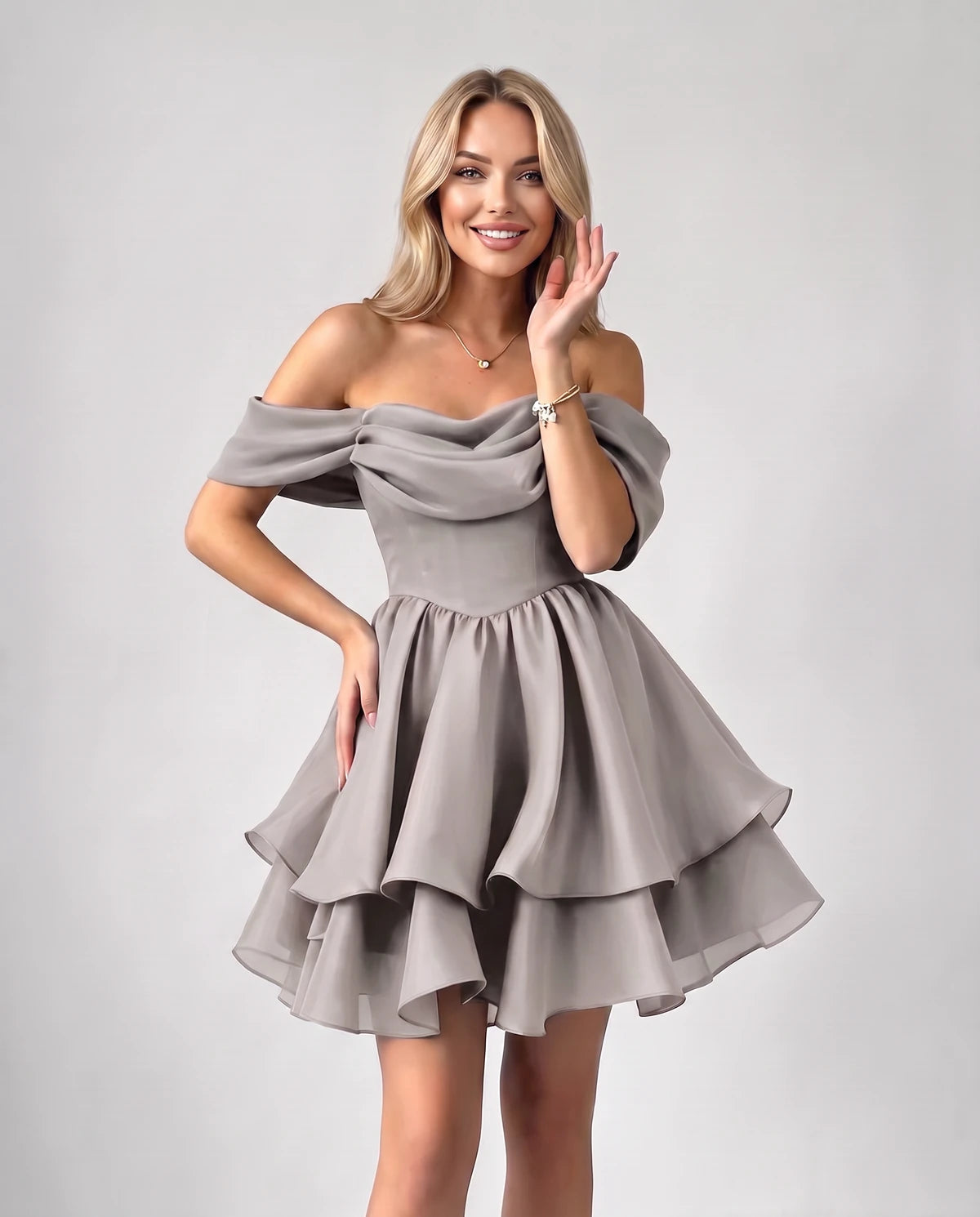 Anthea Mini Dress — Silver | SKU: SD-51983-silver-2,SD-51983-silver-4,SD-51983-silver-6,SD-51983-silver-8,SD-51983-silver-10,SD-51983-silver-12,SD-51983-silver-14,SD-51983-silver-16,SD-51983-silver-16W,SD-51983-silver-18 W,SD-51983-silver-20W,SD-51983-silver-22W,SD-51983-silver-24W,SD-51983-silver-26W,SD-51983-silver-28W,SD-51983-silver-Custom size