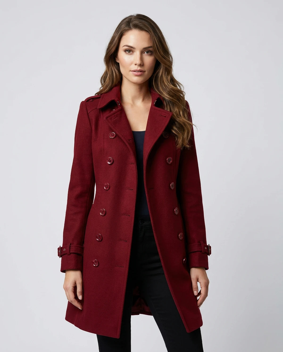 Arianne Coat — Burgundy | SKU: SD-12317-burgundy-XS,SD-12317-burgundy-S,SD-12317-burgundy-M,SD-12317-burgundy-L,SD-12317-burgundy-XL,SD-12317-burgundy-2XL