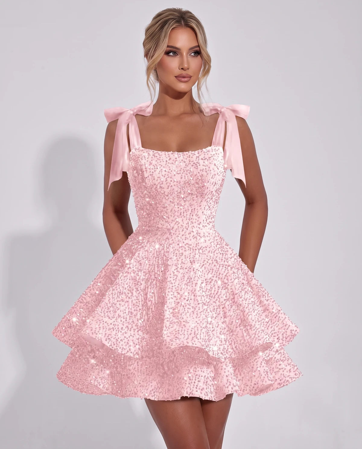Astoria Mini Dress — Blush Pink