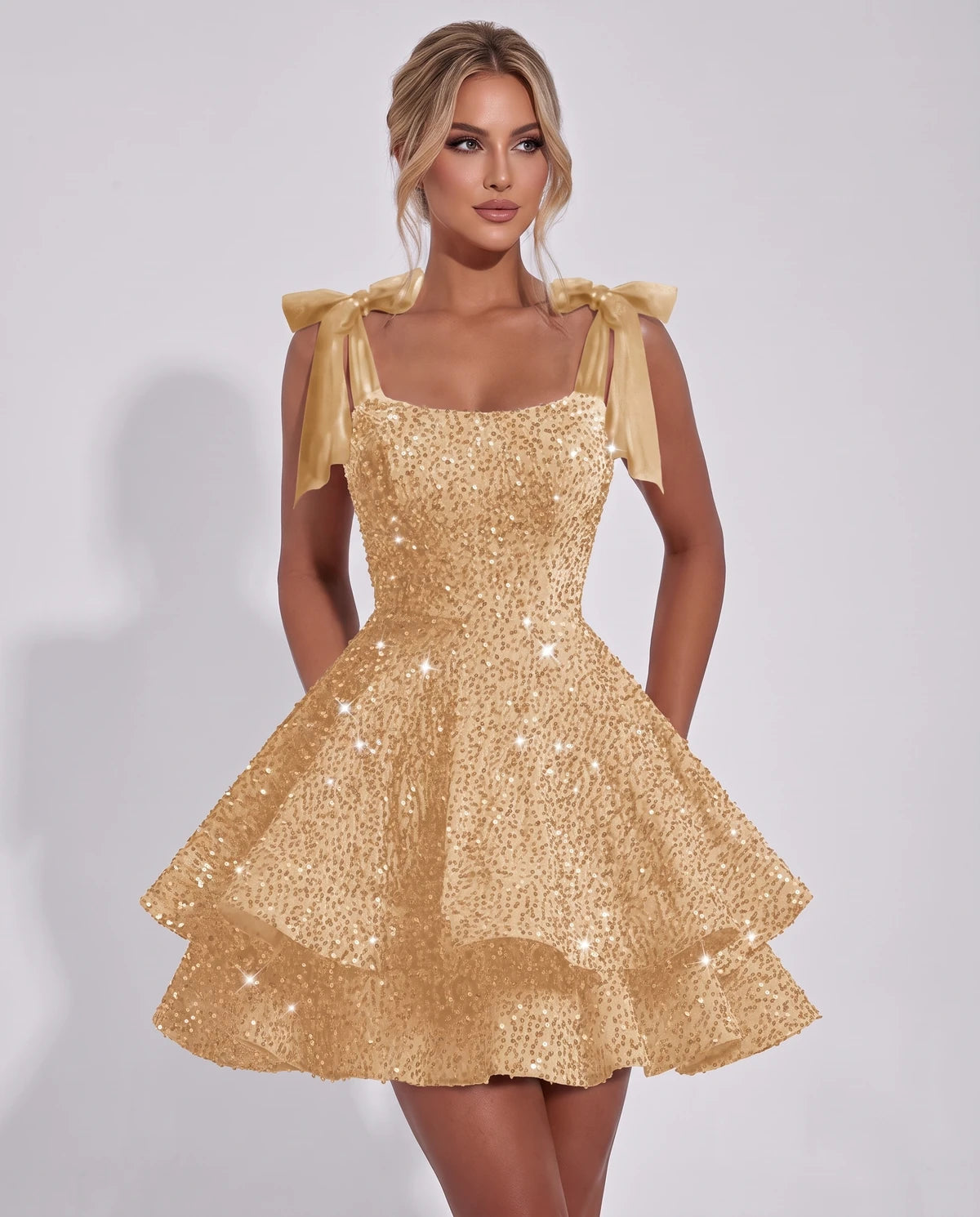 Astoria Mini Dress — Champagne Gold