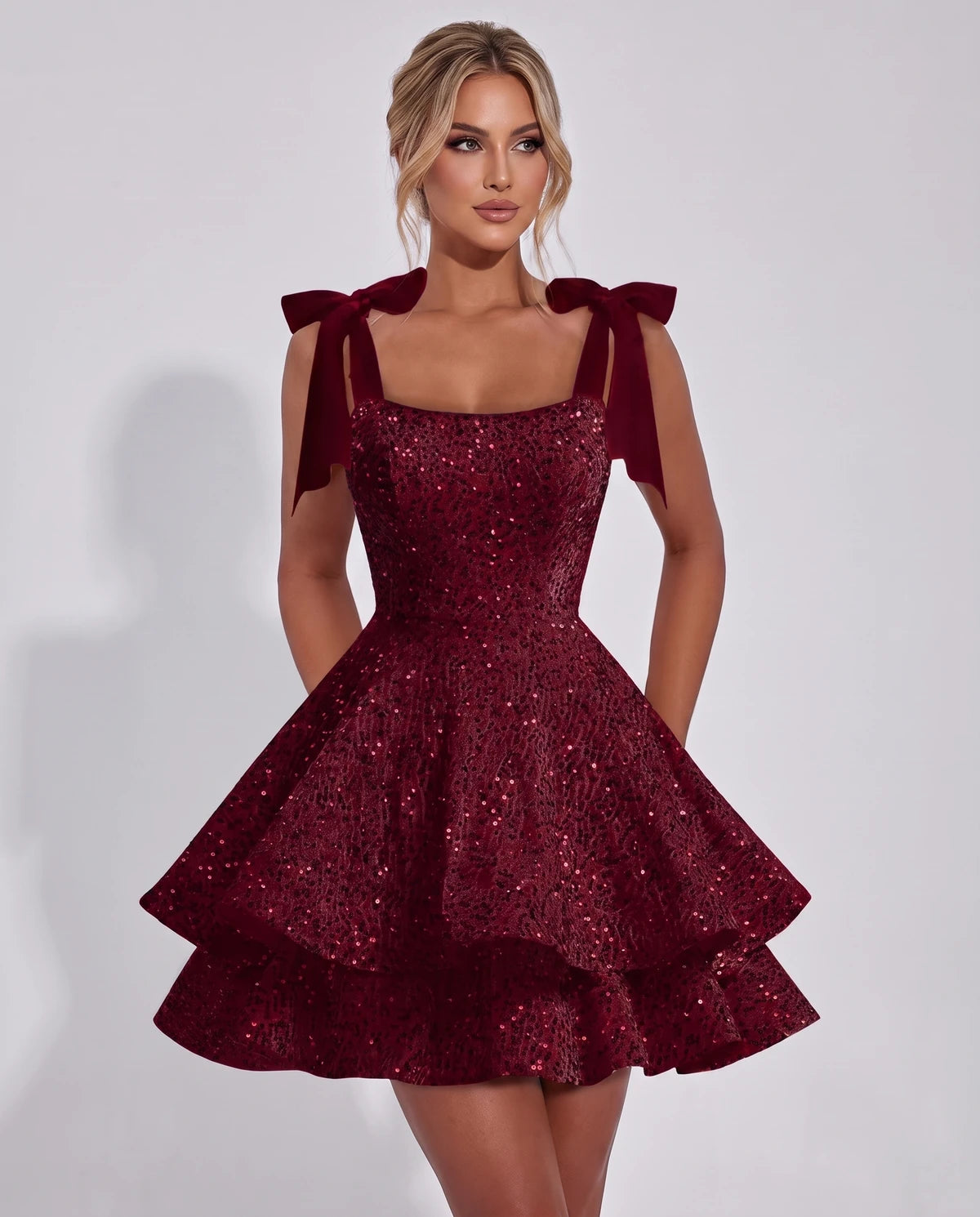Astoria Mini Dress — Dark Burgundy | SKU: SD-69926-darkburgundy-2,SD-69926-darkburgundy-4,SD-69926-darkburgundy-6,SD-69926-darkburgundy-8,SD-69926-darkburgundy-10,SD-69926-darkburgundy-12,SD-69926-darkburgundy-14,SD-69926-darkburgundy-16,SD-69926-darkburgundy-16W,SD-69926-darkburgundy-18W,SD-69926-darkburgundy-20W,SD-69926-darkburgundy-22W