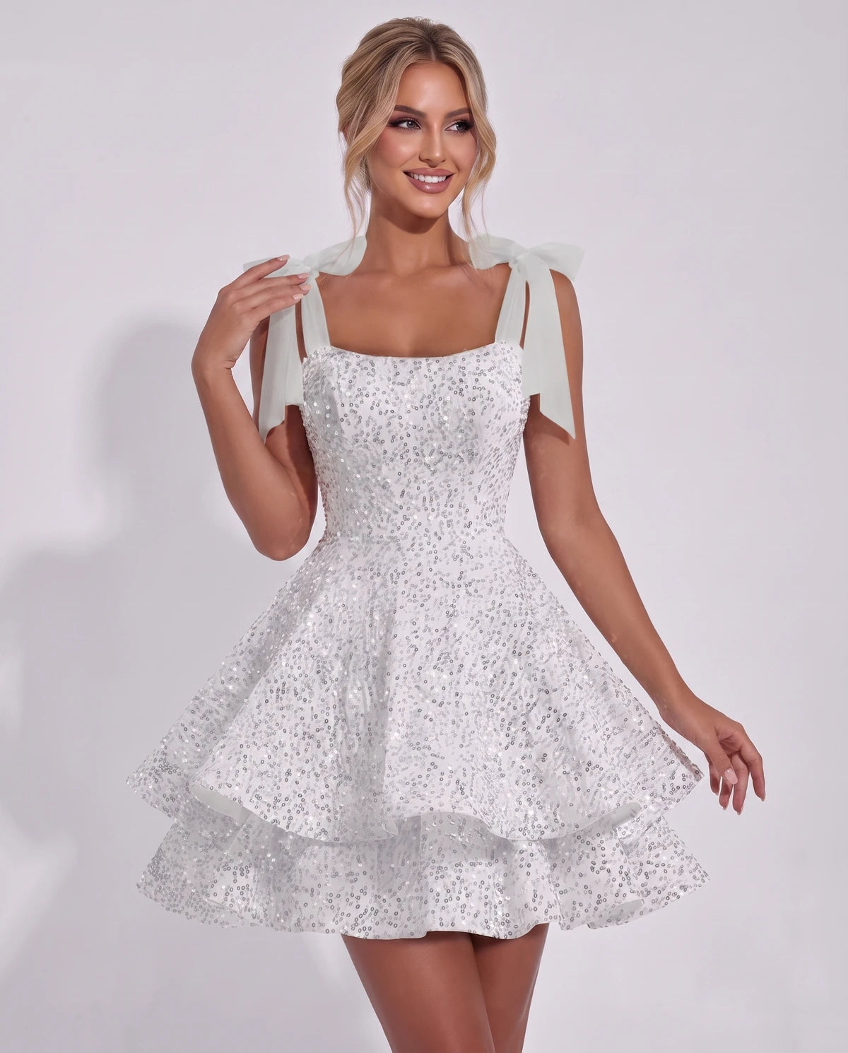 Astoria Mini Dress — Silver | SKU: SD-69926-silver-2,SD-69926-silver-4,SD-69926-silver-6,SD-69926-silver-8,SD-69926-silver-10,SD-69926-silver-12,SD-69926-silver-14,SD-69926-silver-16,SD-69926-silver-16W,SD-69926-silver-18W,SD-69926-silver-20W,SD-69926-silver-22W