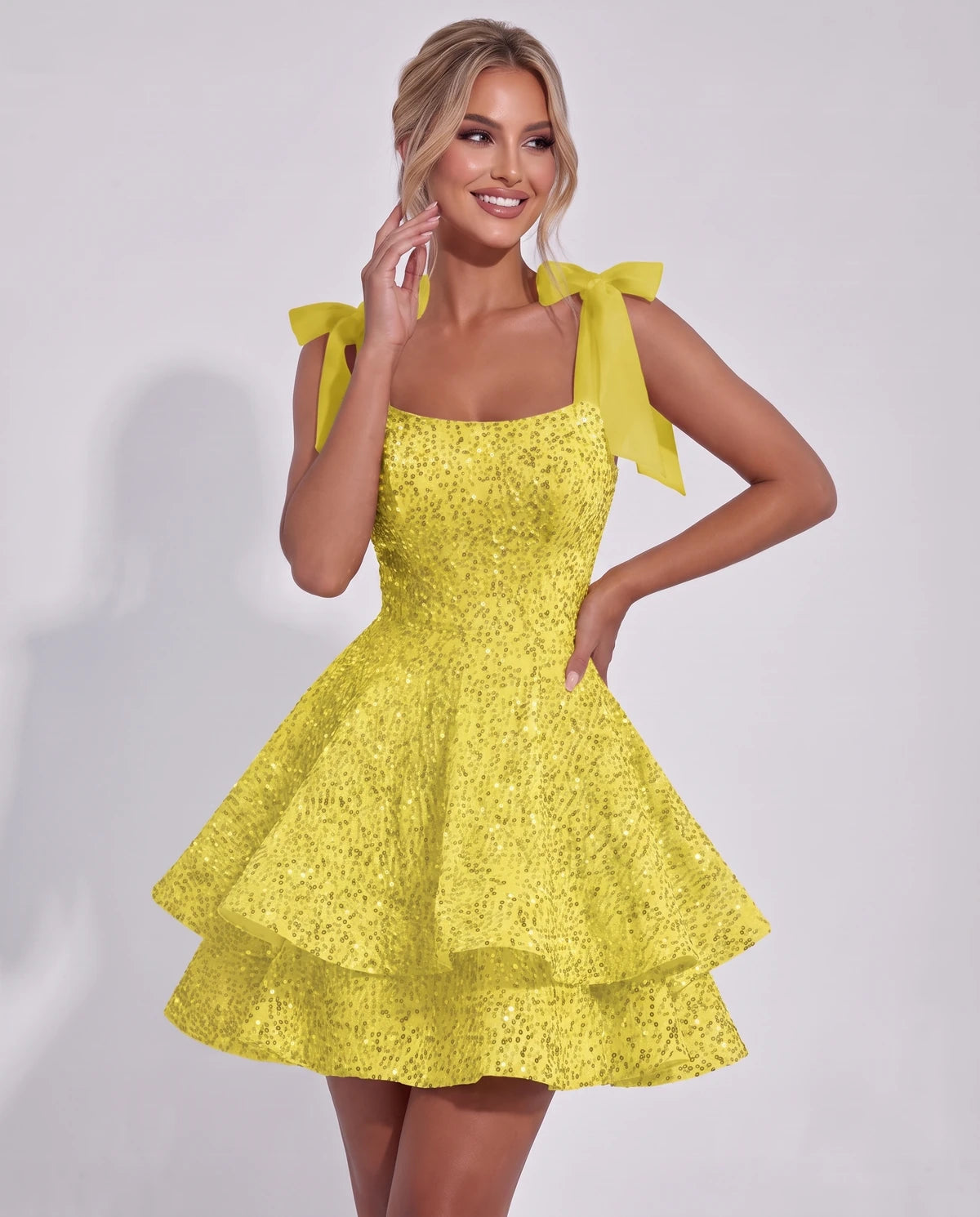 Astoria Mini Dress — Yellow | SKU: SD-69926-yellow-2,SD-69926-yellow-4,SD-69926-yellow-6,SD-69926-yellow-8,SD-69926-yellow-10,SD-69926-yellow-12,SD-69926-yellow-14,SD-69926-yellow-16,SD-69926-yellow-16W,SD-69926-yellow-18W,SD-69926-yellow-20W,SD-69926-yellow-22W