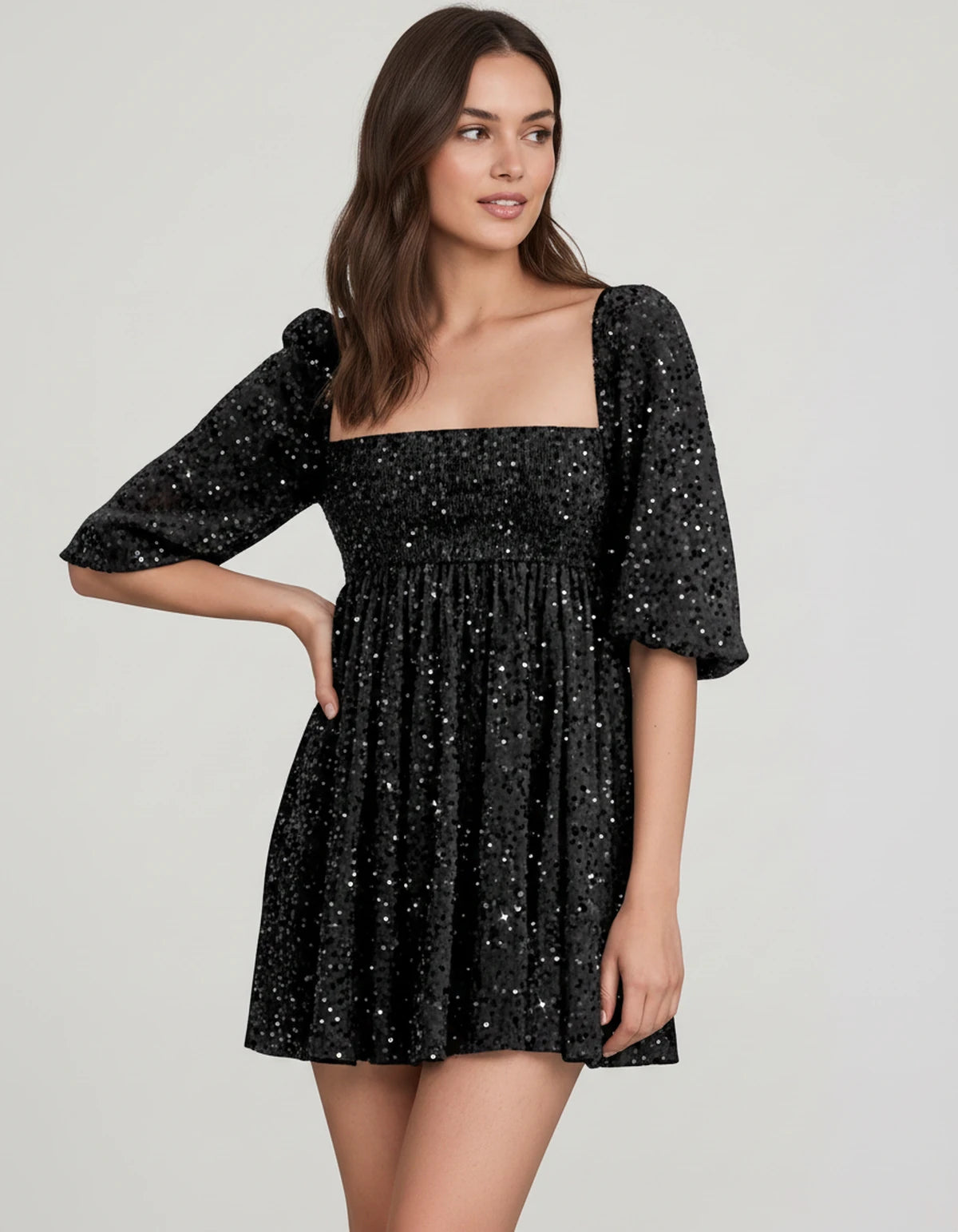 Avelina Mini Dress — Black | SKU: SD-79760-black-2,SD-79760-black-4,SD-79760-black-6,SD-79760-black-8,SD-79760-black-10,SD-79760-black-12,SD-79760-black-14,SD-79760-black-16,SD-79760-black-16W,SD-79760-black-18W,SD-79760-black-20W,SD-79760-black-22W