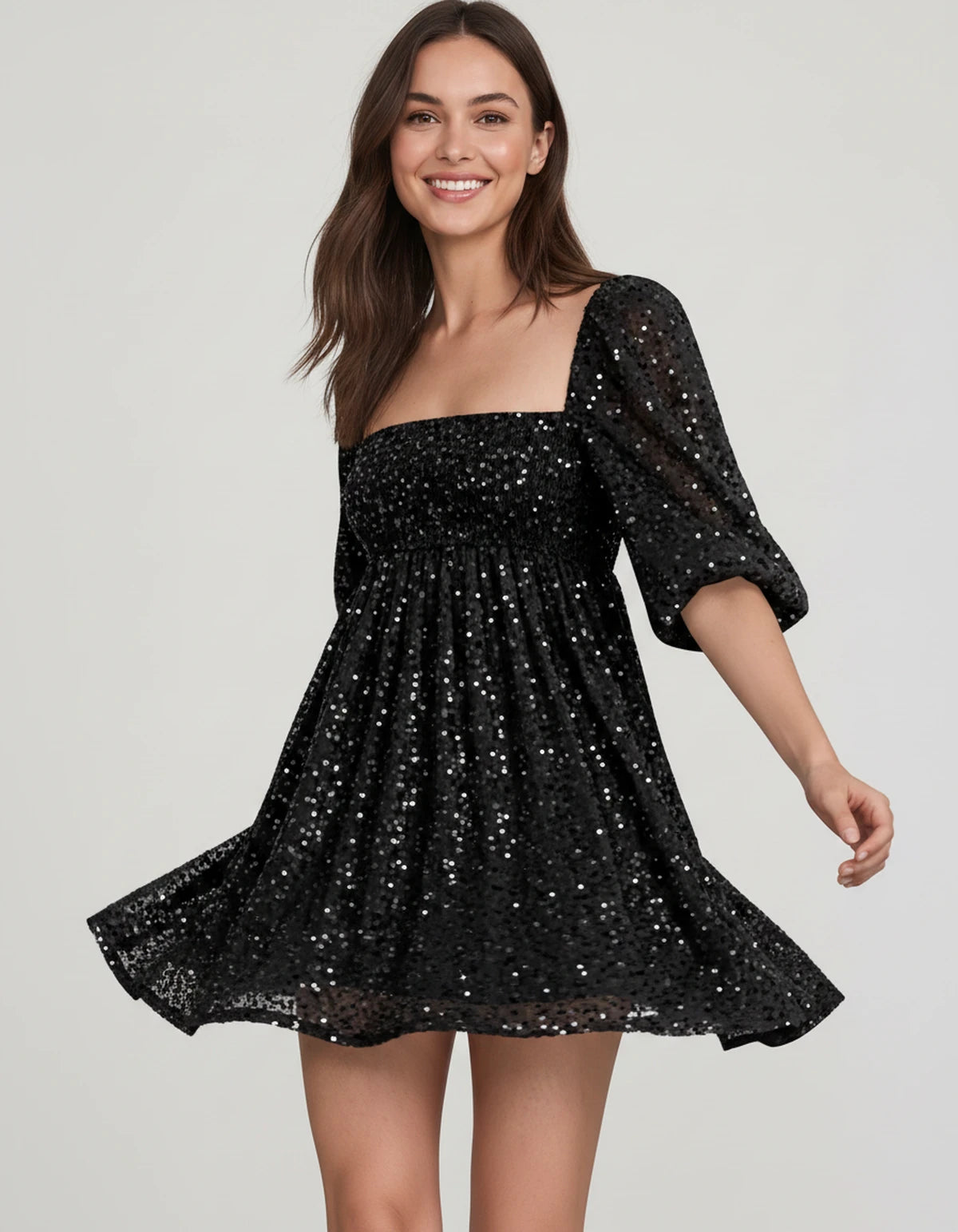 Avelina Mini Dress — Black | SKU: SD-79760-black-2,SD-79760-black-4,SD-79760-black-6,SD-79760-black-8,SD-79760-black-10,SD-79760-black-12,SD-79760-black-14,SD-79760-black-16,SD-79760-black-16W,SD-79760-black-18W,SD-79760-black-20W,SD-79760-black-22W