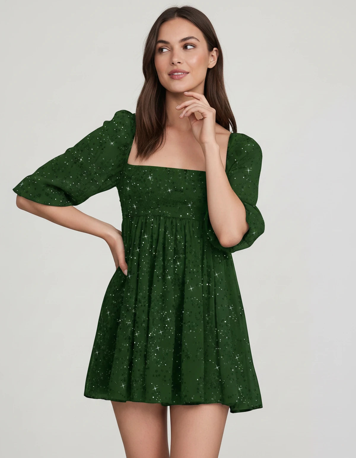 Avelina Mini Dress — Emerald | SKU: SD-79760-emerald-2,SD-79760-emerald-4,SD-79760-emerald-6,SD-79760-emerald-8,SD-79760-emerald-10,SD-79760-emerald-12,SD-79760-emerald-14,SD-79760-emerald-16,SD-79760-emerald-16W,SD-79760-emerald-18W,SD-79760-emerald-20W,SD-79760-emerald-22W