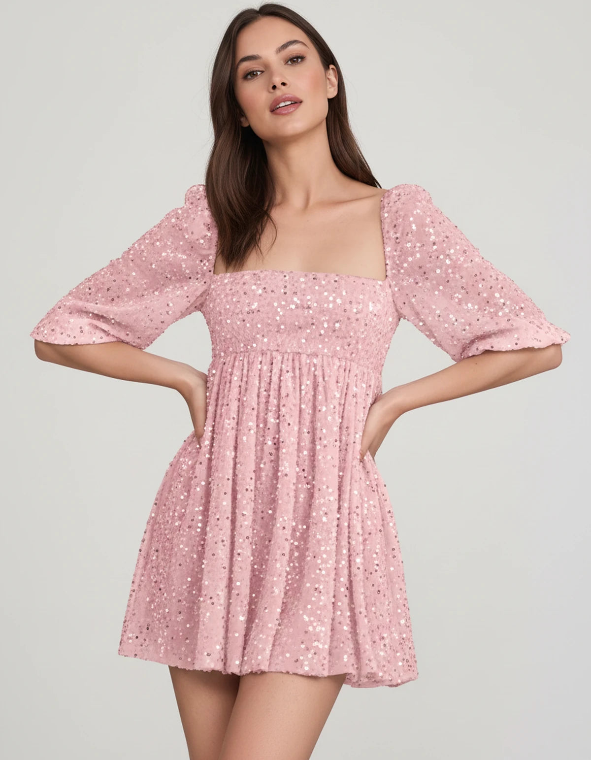 Avelina Mini Dress — Pink | SKU: SD-79760-pink-2,SD-79760-pink-4,SD-79760-pink-6,SD-79760-pink-8,SD-79760-pink-10,SD-79760-pink-12,SD-79760-pink-14,SD-79760-pink-16,SD-79760-pink-16W,SD-79760-pink-18W,SD-79760-pink-20W,SD-79760-pink-22W