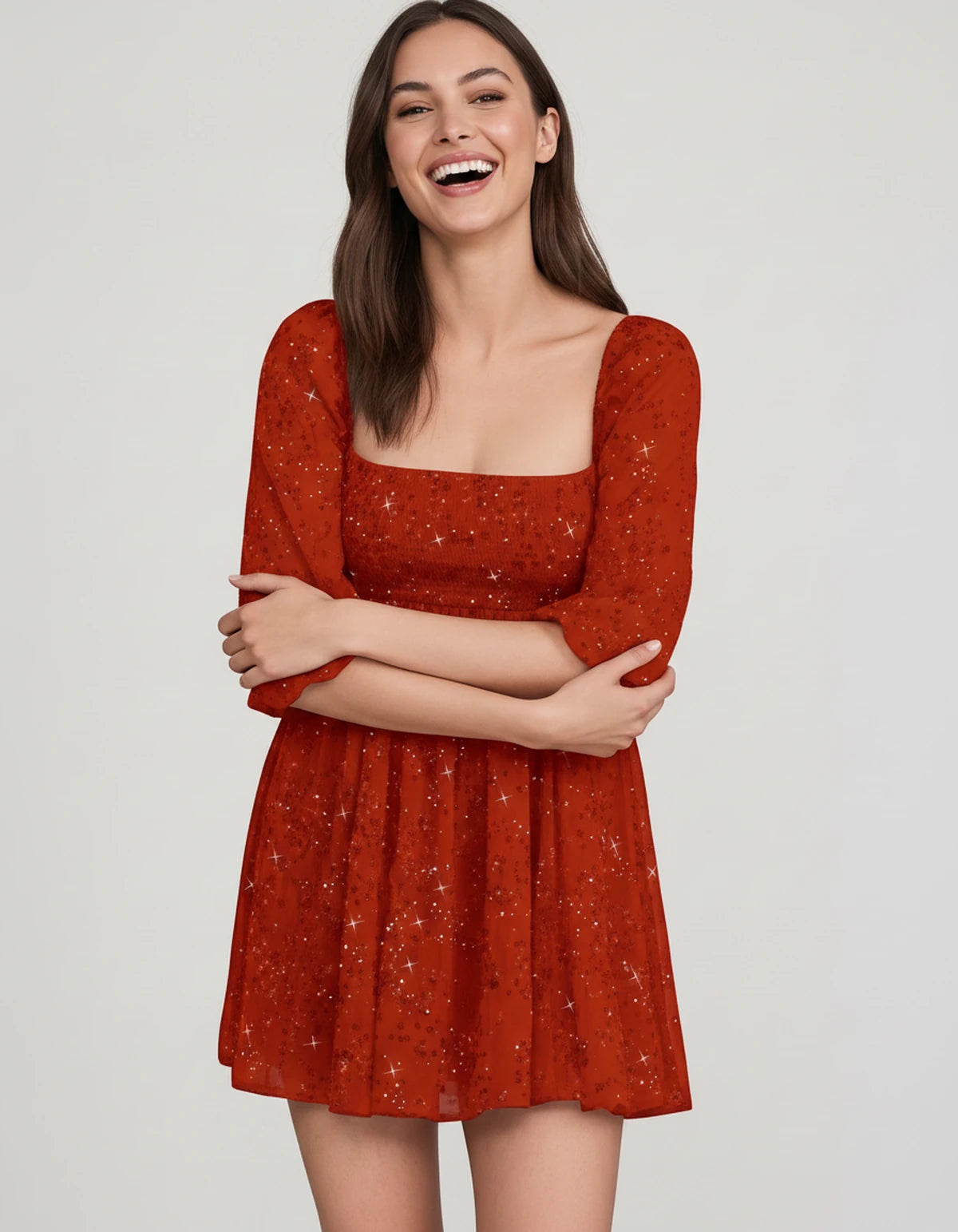 Avelina Mini Dress — Red | SKU: SD-79760-red-2,SD-79760-red-4,SD-79760-red-6,SD-79760-red-8,SD-79760-red-10,SD-79760-red-12,SD-79760-red-14,SD-79760-red-16,SD-79760-red-16W,SD-79760-red-18W,SD-79760-red-20W,SD-79760-red-22W