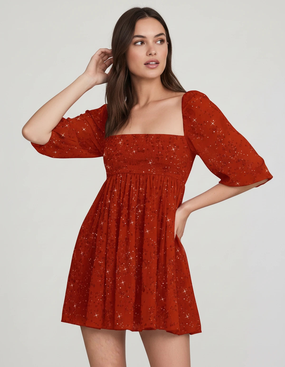 Avelina Mini Dress — Red | SKU: SD-79760-red-2,SD-79760-red-4,SD-79760-red-6,SD-79760-red-8,SD-79760-red-10,SD-79760-red-12,SD-79760-red-14,SD-79760-red-16,SD-79760-red-16W,SD-79760-red-18W,SD-79760-red-20W,SD-79760-red-22W