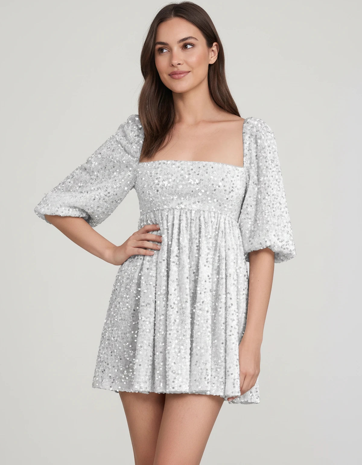Avelina Mini Dress — White | SKU: SD-79760-white-2,SD-79760-white-4,SD-79760-white-6,SD-79760-white-8,SD-79760-white-10,SD-79760-white-12,SD-79760-white-14,SD-79760-white-16,SD-79760-white-16W,SD-79760-white-18W,SD-79760-white-20W,SD-79760-white-22W