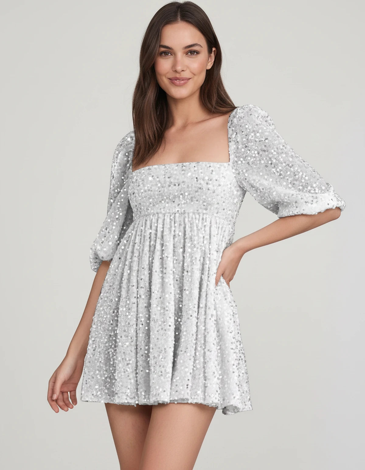 Avelina Mini Dress — White | SKU: SD-79760-white-2,SD-79760-white-4,SD-79760-white-6,SD-79760-white-8,SD-79760-white-10,SD-79760-white-12,SD-79760-white-14,SD-79760-white-16,SD-79760-white-16W,SD-79760-white-18W,SD-79760-white-20W,SD-79760-white-22W