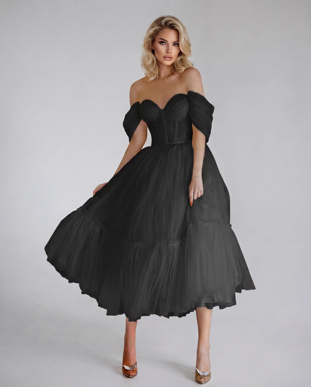Azurine Midi Dresses — A Black