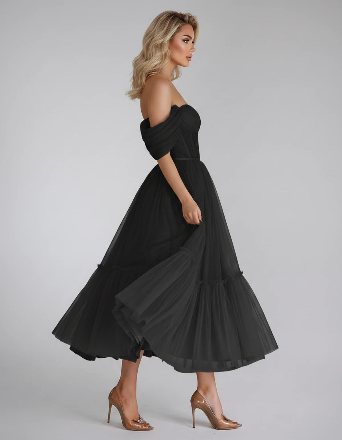Azurine Midi Dresses — A Black | SKU: SD-99025-ablack-2,SD-99025-ablack-4,SD-99025-ablack-6,SD-99025-ablack-8,SD-99025-ablack-10,SD-99025-ablack-12,SD-99025-ablack-14,SD-99025-ablack-16,SD-99025-ablack-16W,SD-99025-ablack-18W,SD-99025-ablack-20W,SD-99025-ablack-22W